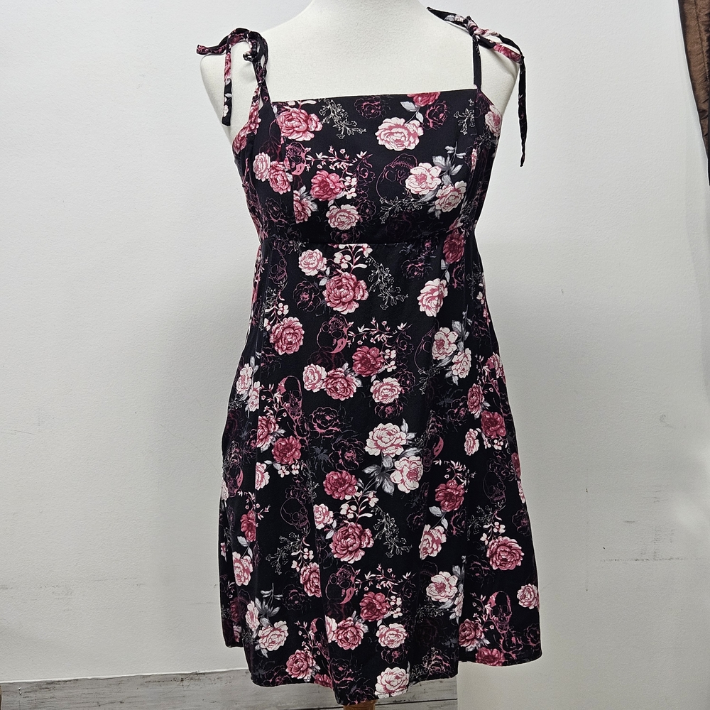 Hot Topic Scull Roses Cami Mini Dress Large Whimsigoth Romantic Gothic Y2K